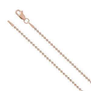 1.5mm 14K Rose Gold Solid Bead Chain Necklace, 20 Inch